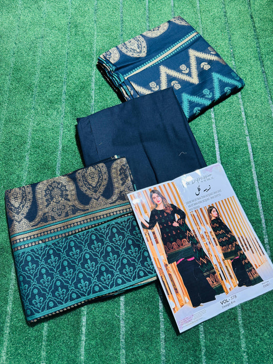 Broschia All Season 3-Piece Suit – Dyed Shalwar & Premium Fabric Elegance