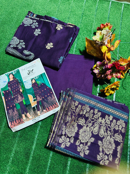 Broschia All Season 3-Piece Suit – Dyed Shalwar & Premium Fabric Elegance