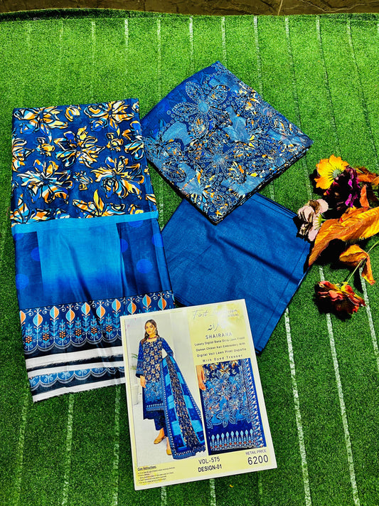 3 Piece Lawn Suit with Dupatta | Chikan Kari Daman | All Season Wear for Women”