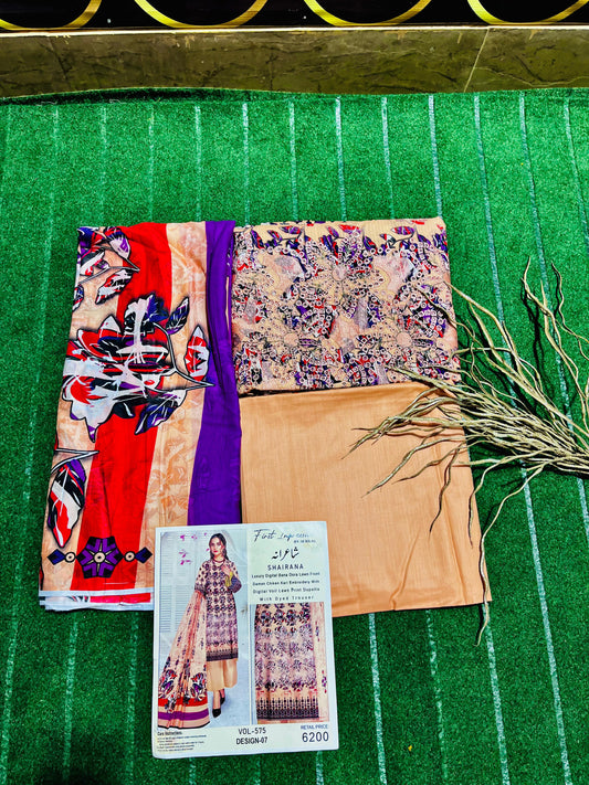 3 Piece Lawn Suit with Dupatta | Chikan Kari Daman | All Season Wear for Women”