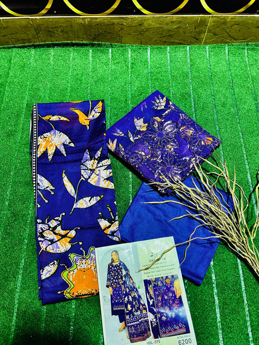 3 Piece Lawn Suit with Dupatta | Chikan Kari Daman | All Season Wear for Women”