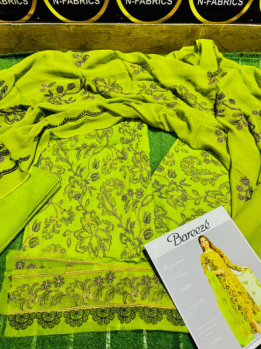 Breeza All Season – Elegant 3-Piece Embroidered Suit with Dyed Trouser