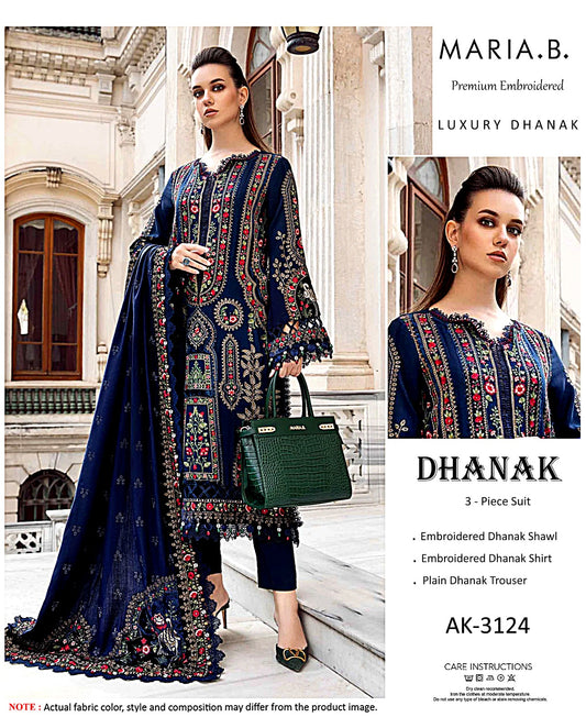 Elegant Dhanak Winter Suit with Embroidered Front & Dupatta