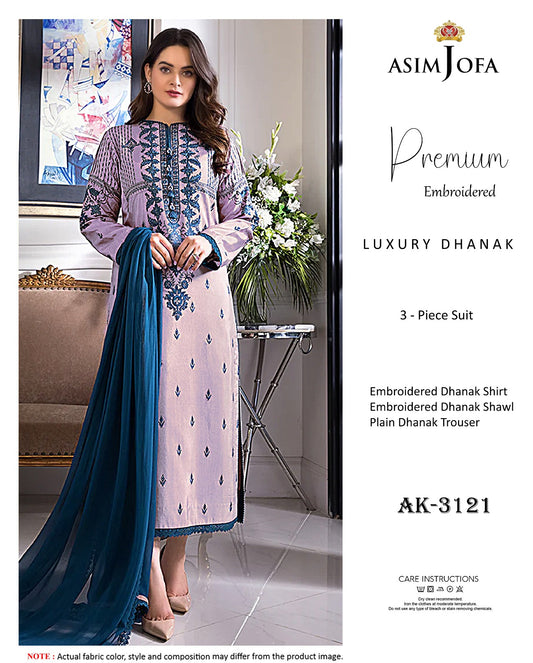 Elegant Dhanak Winter Suit with Embroidered Front & Dupatta