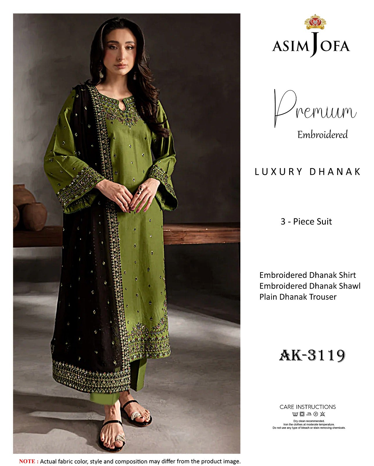 Elegant Dhanak Winter Suit with Embroidered Front & Dupatta