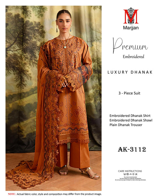 Elegant Dhanak Winter Suit with Embroidered Front & Dupatta