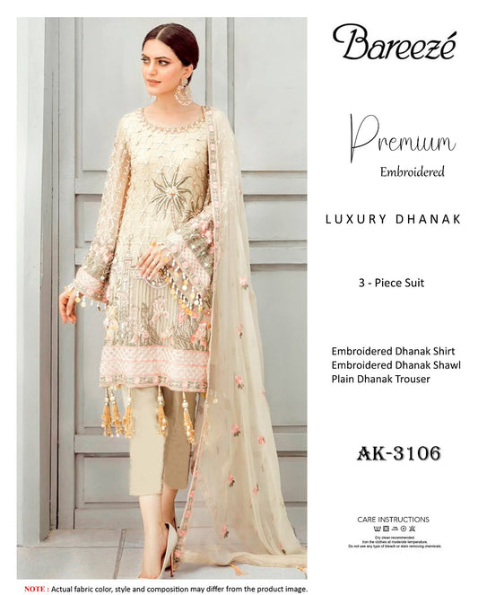 Elegant Dhanak Winter Suit with Embroidered Front & Dupatta