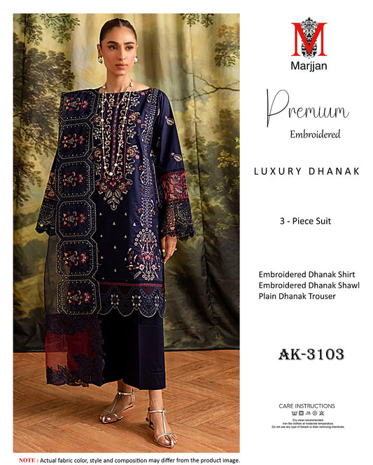 Elegant Dhanak Winter Suit with Embroidered Front & Dupatta