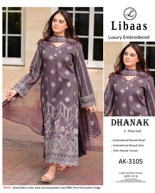 Elegant Dhanak Winter Suit with Embroidered Front & Dupatta
