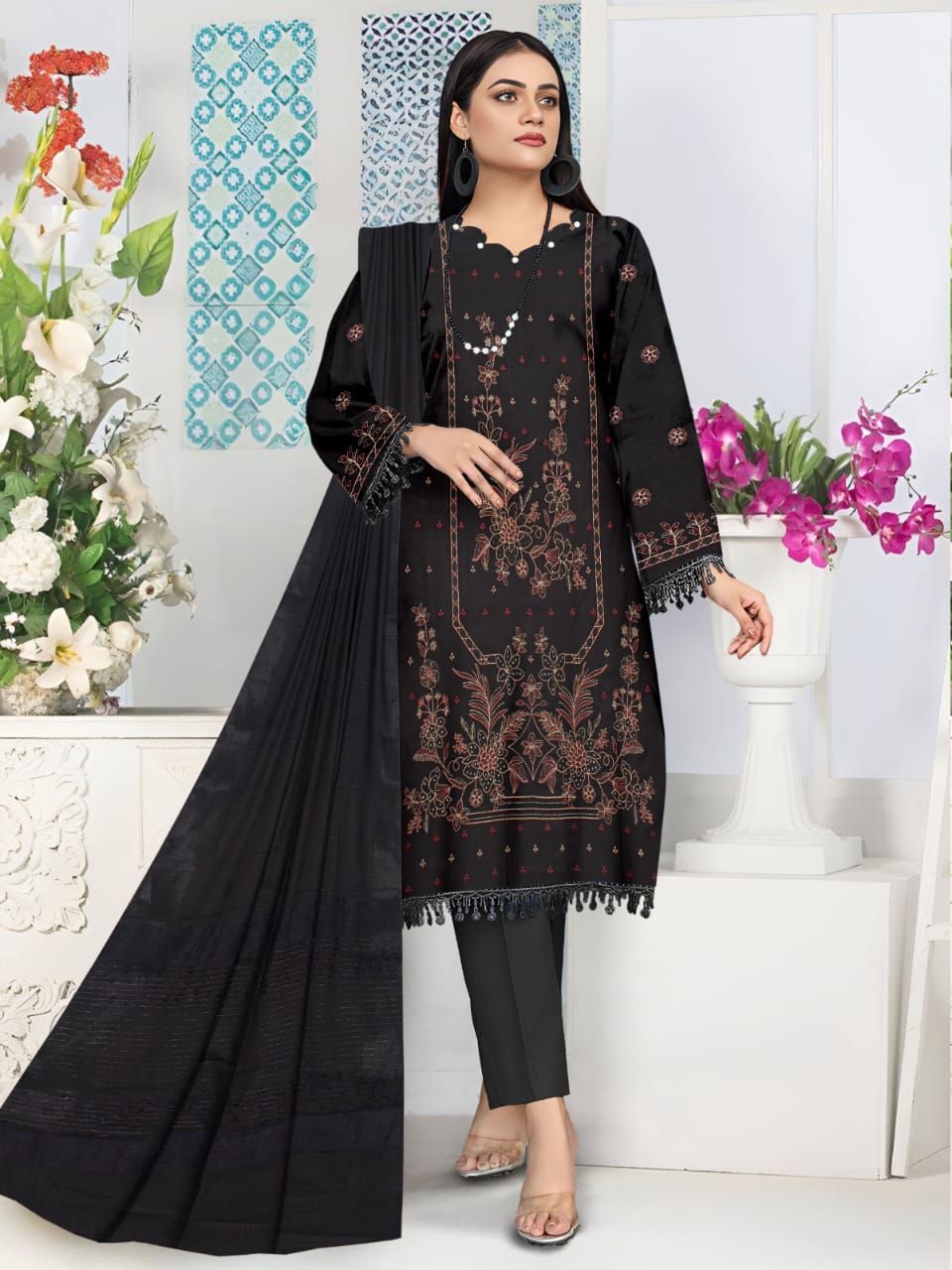 Luxury Dhanak Suit with Velvet Shawl | Winter Collection 2025