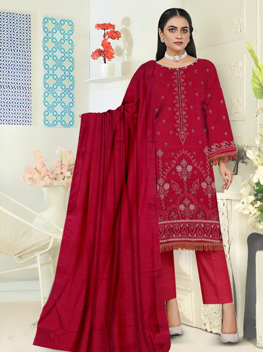 Luxury Dhanak Suit with Velvet Shawl | Winter Collection 2025