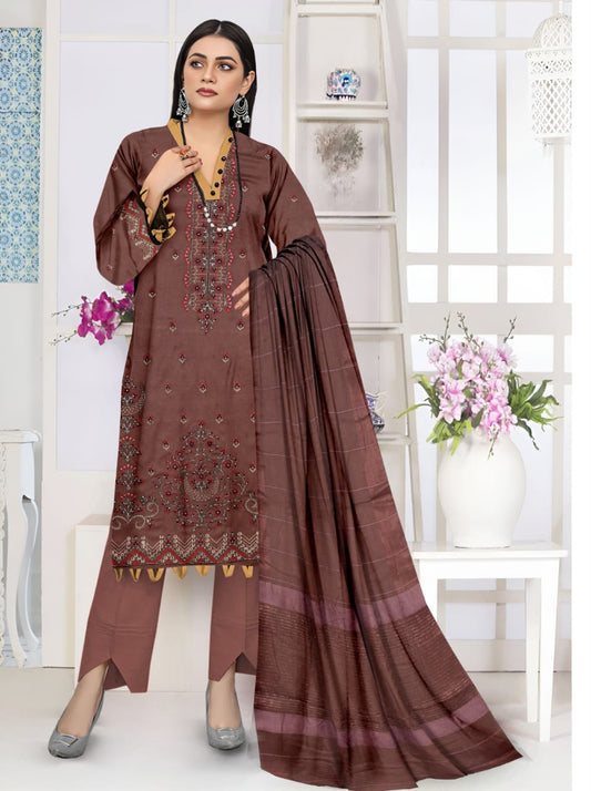 Luxury Dhanak Suit with Velvet Shawl | Winter Collection 2025