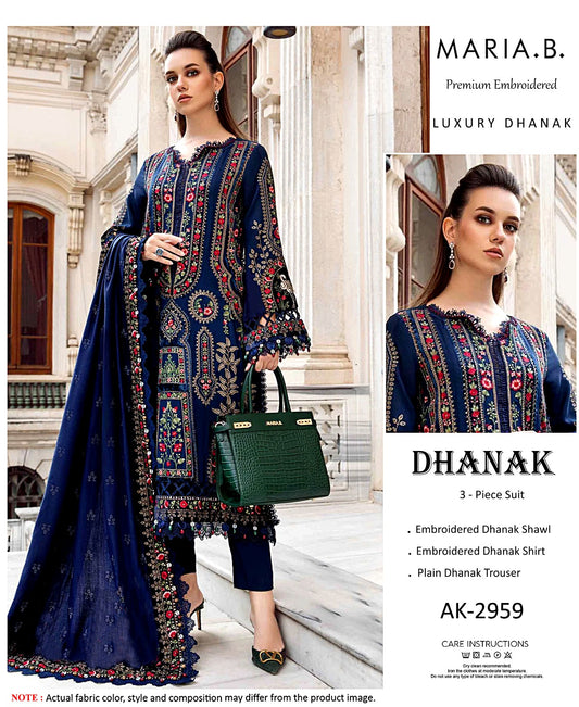 Elegant Dhanak Winter Suit with Embroidered Front & Dupatta