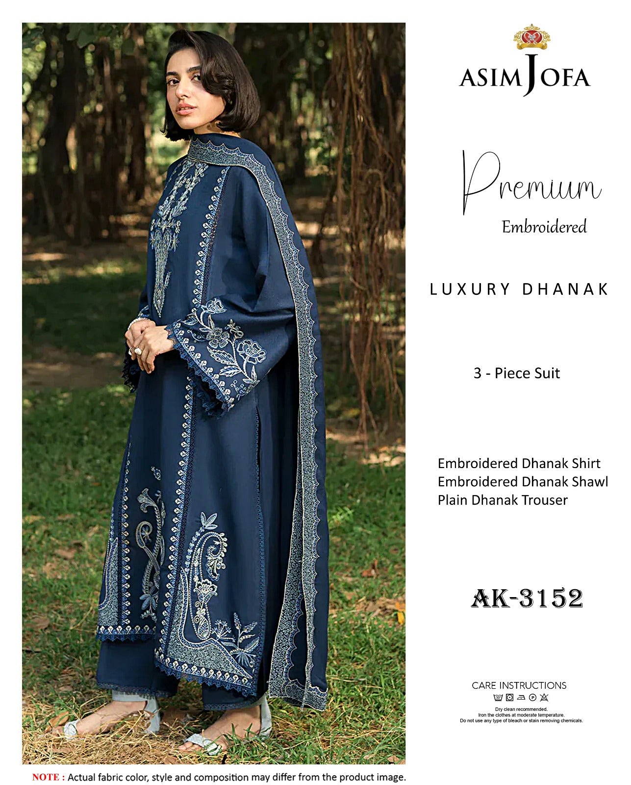 Elegant Dhanak Winter Suit with Embroidered Front & Dupatta