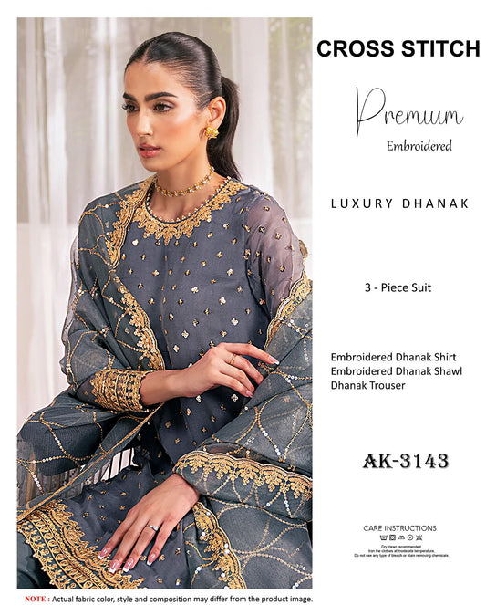 Elegant Dhanak Winter Suit with Embroidered Front & Dupatta