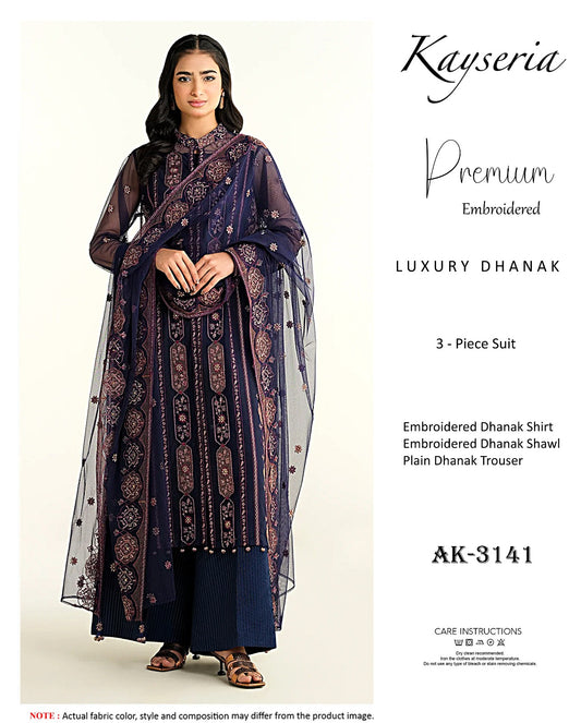 Elegant Dhanak Winter Suit with Embroidered Front & Dupatta