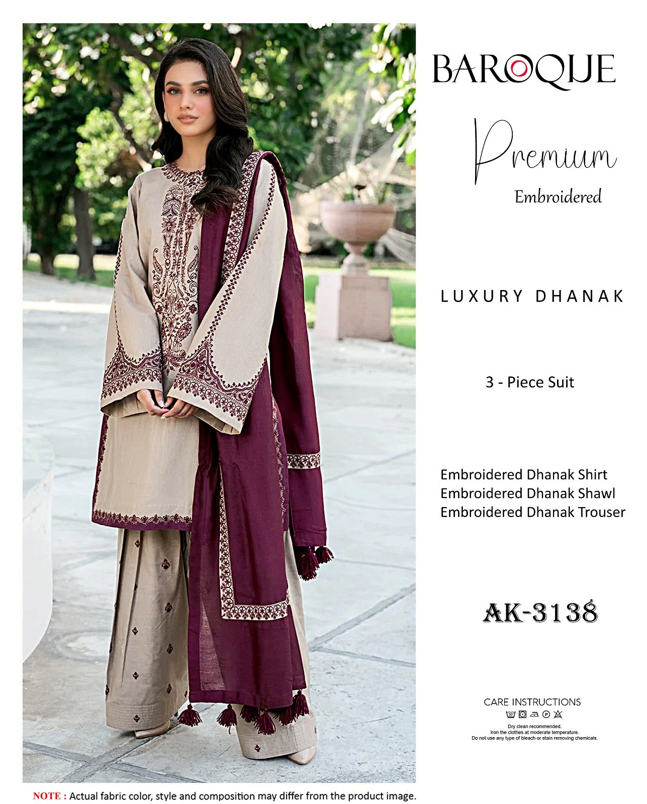 Elegant Dhanak Winter Suit with Embroidered Front & Dupatta