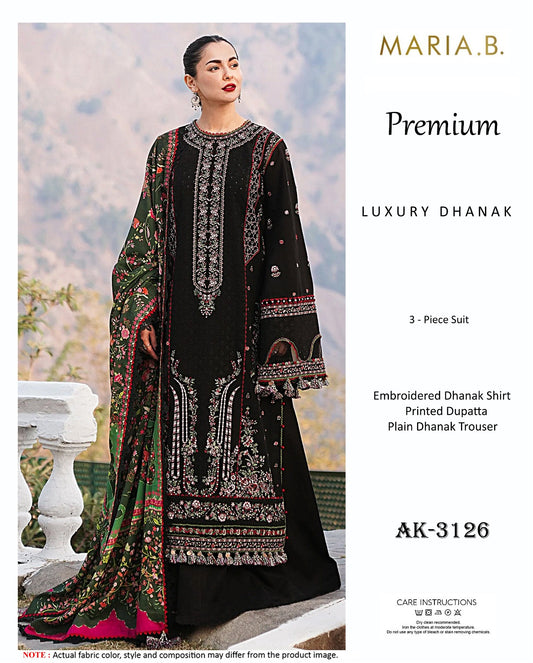 Elegant Dhanak Winter Suit with Embroidered Front & Dupatta