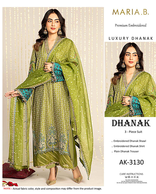 Elegant Dhanak Winter Suit with Embroidered Front & Dupatta