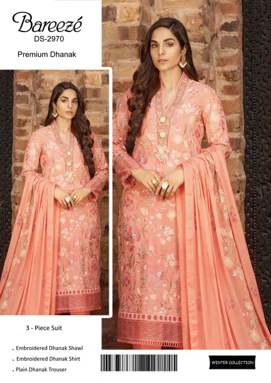 Elegant Dhanak Winter Suit with Embroidered Front & Dupatta