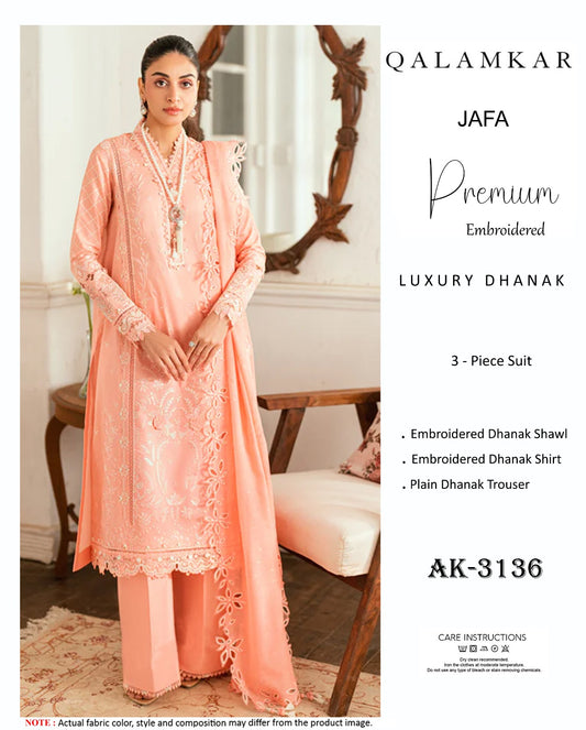 Elegant Dhanak Winter Suit with Embroidered Front & Dupatta
