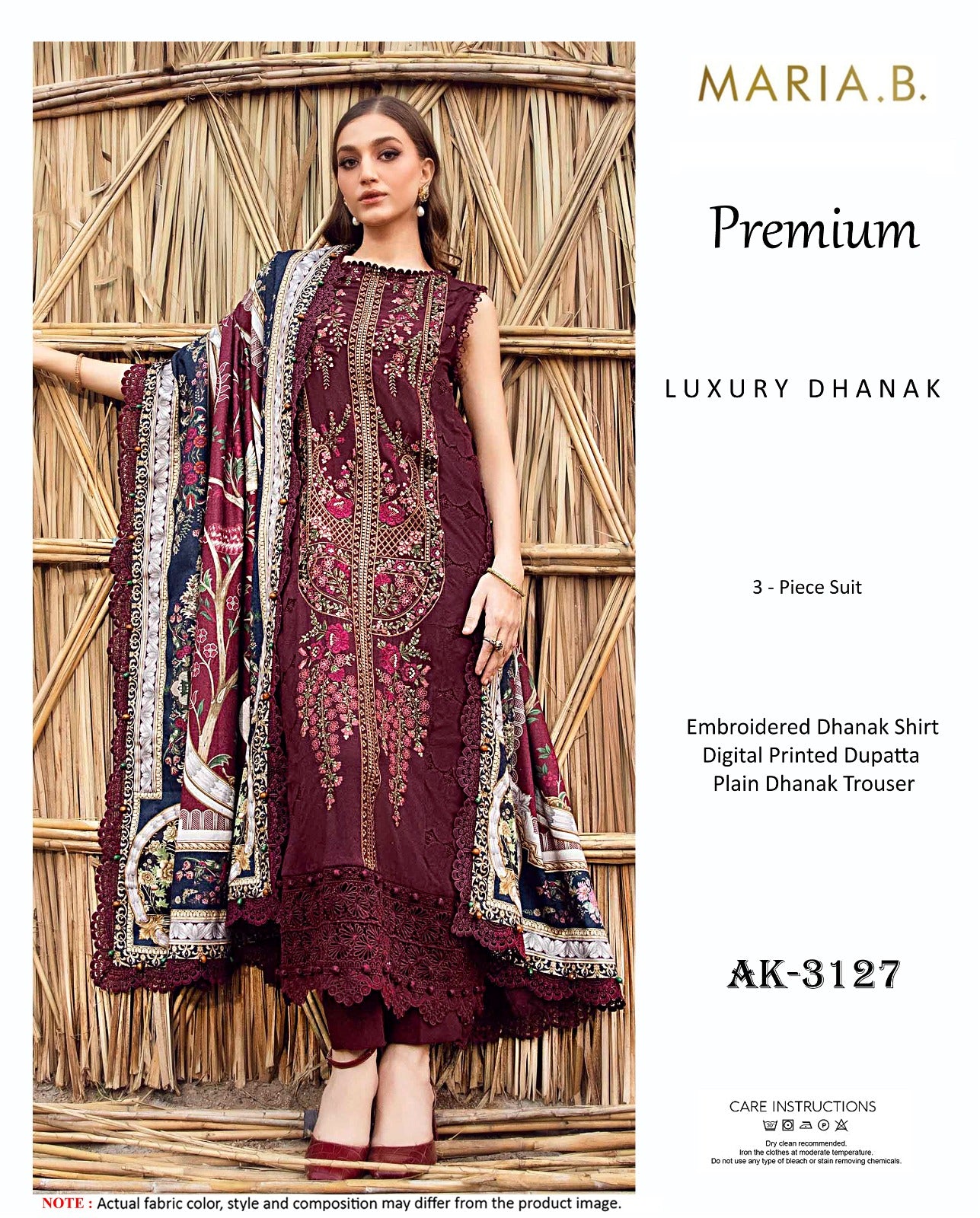 Elegant Dhanak Winter Suit with Embroidered Front & Dupatta