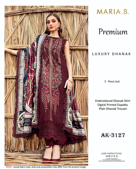 Elegant Dhanak Winter Suit with Embroidered Front & Dupatta