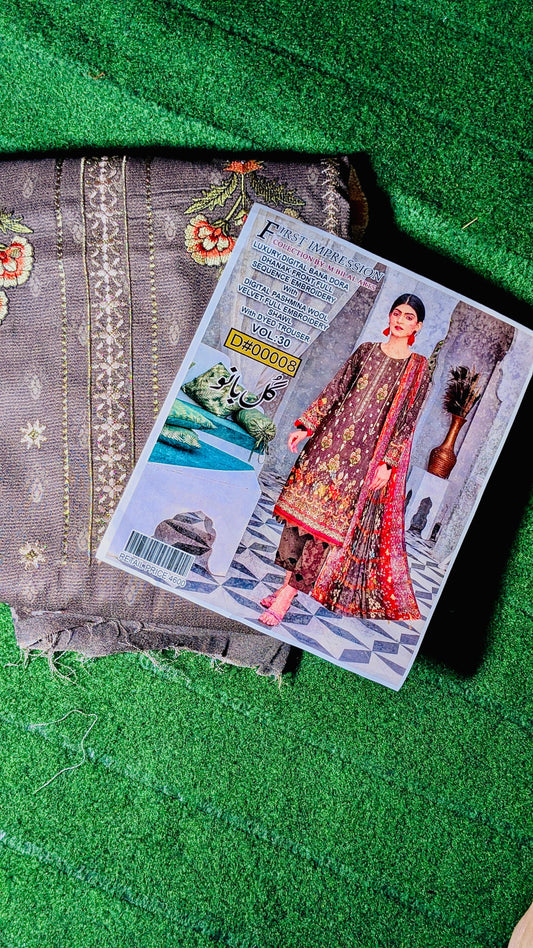Luxury Digital Panadora Dhanak Suit – Full Sequence Embroidery with Pashmina Velvet Shawl