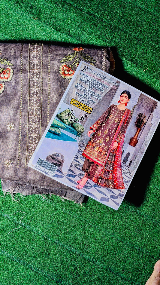 Luxury Digital Panadora Dhanak Suit – Full Sequence Embroidery with Pashmina Velvet Shawl