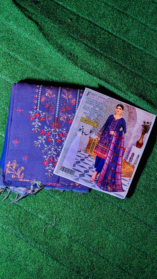 Luxury Digital Panadora Dhanak Suit – Full Sequence Embroidery with Pashmina Velvet Shawl