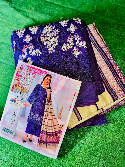 Handmade Embroidered Winter Outfit with Wool Shawl & Dyed Trouser