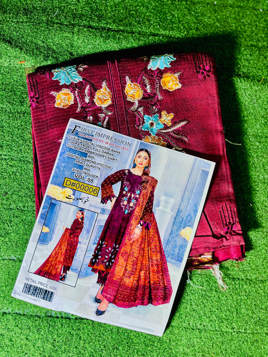 "Luxury Dhanak Front Full Embroidered | Back & Sleeves Embroidery | Check Work Zari Fancy Shawl"