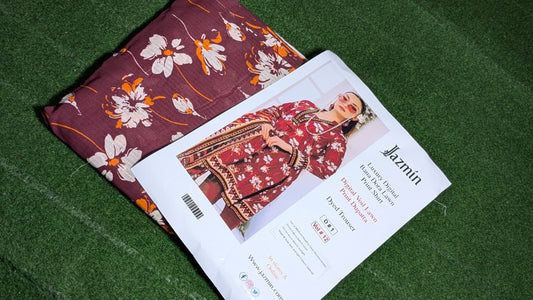 "Luxury Digital Banadora Lawn Shirt | Digital Voil Lawn Dupatta | Dyed Trouser"