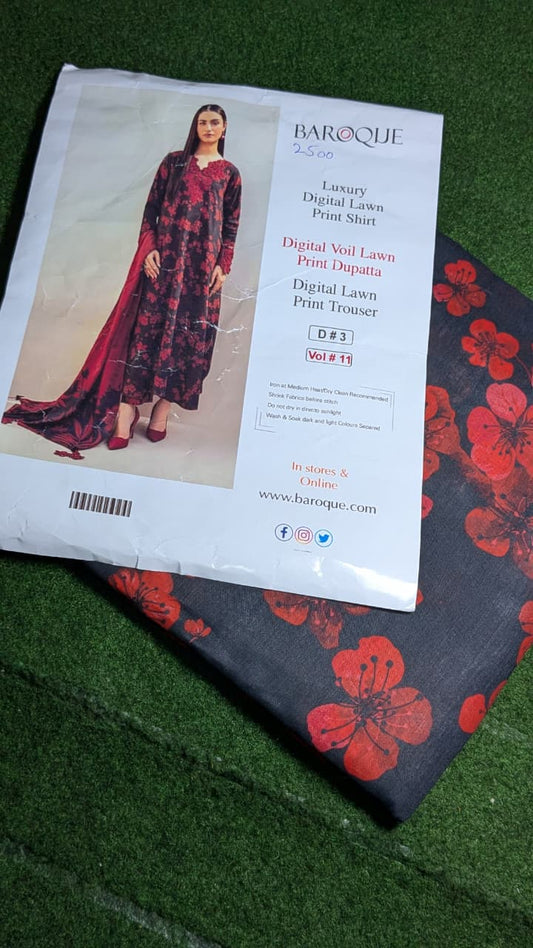 "Luxury Digital Banadora Lawn Shirt | Digital Voil Lawn Dupatta | Dyed Trouser"