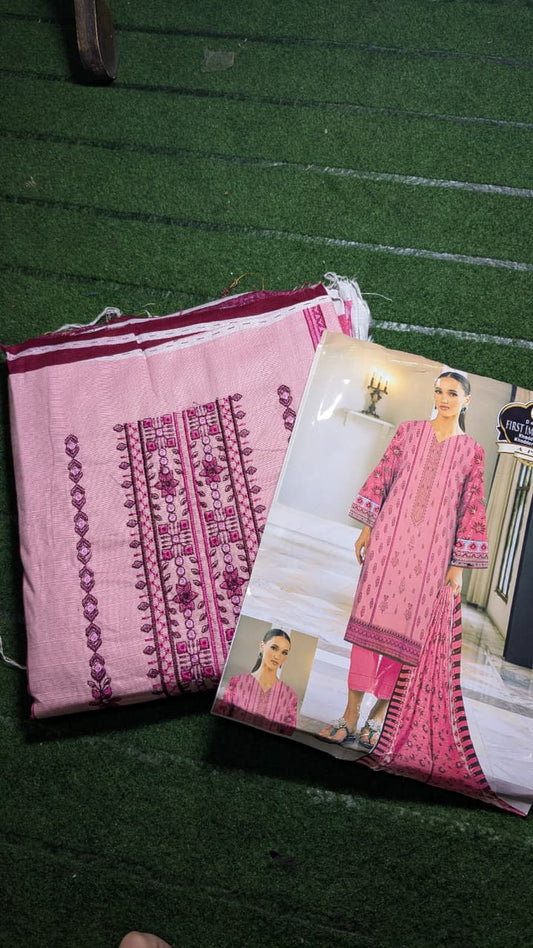 "Whispers of Elegance – Front Embroidered Khaddar Ensemble with Printed Dupatta"