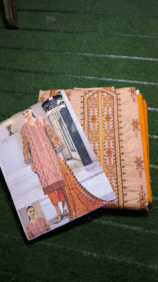 "Whispers of Elegance – Front Embroidered Khaddar Ensemble with Printed Dupatta"