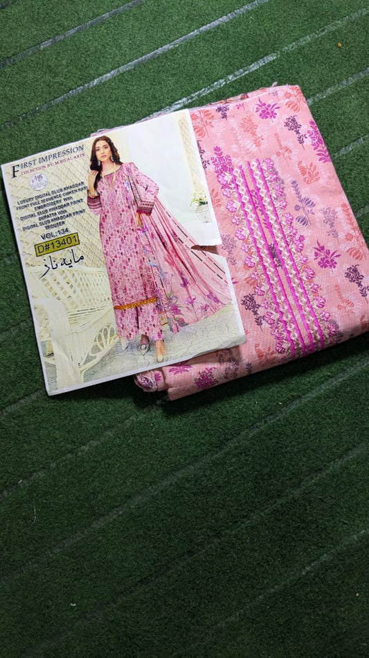 "Whispers of Elegance – Front Embroidered Khaddar Ensemble with Printed Dupatta"