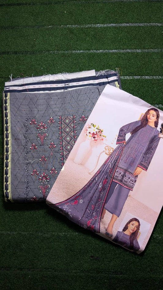 "Whispers of Elegance – Front Embroidered Khaddar Ensemble with Printed Dupatta"