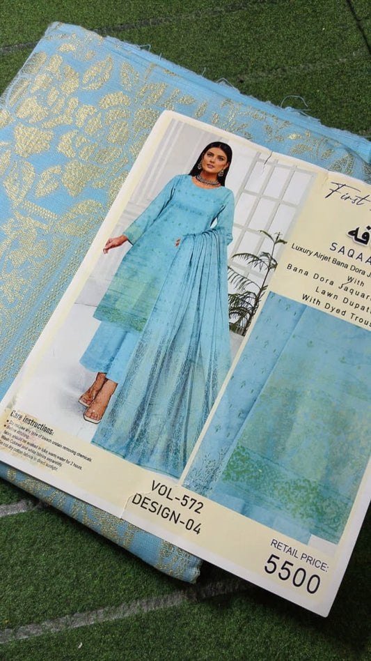 "Aurora Luxe – Broshia Lawn 3-Piece Matching Elegance"